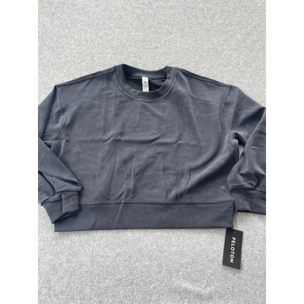 Lululemon Peloton Perfectly Oversized Cropped Crew Sweatshirt Grey Womens 6 NEW